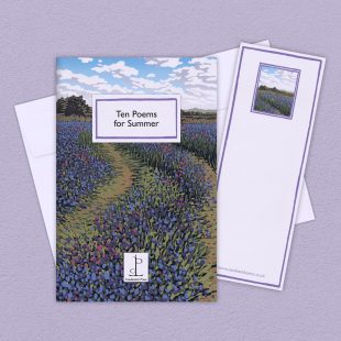 View ‘Ten Poems for Summer’ group shot Group image of the Ten Poems for Summer poetry pamphlet on a decorative background