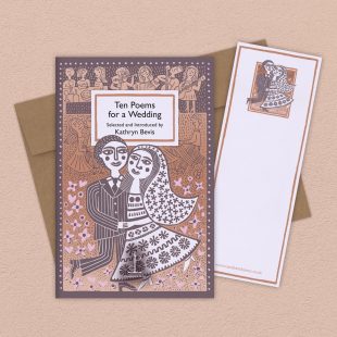 View ‘Ten Poems for a Wedding’ group shot Group image of the Ten Poems for a Wedding poetry pamphlet on a decorative background