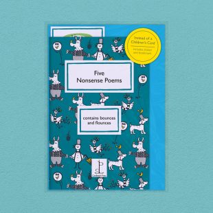 View ‘Five Nonsense Poems’ pack shot Pack image of the Five Nonsense Poems poetry pamphlet on a decorative background