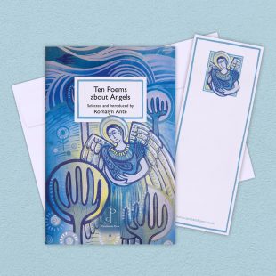 View ‘Ten Poems about Angels’ group shot Group image of the Ten Poems about Angels poetry pamphlet on a decorative background