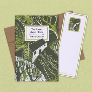 View ‘Ten Poems about Home’ group shot Group image of the Ten Poems about Home poetry pamphlet on a decorative background