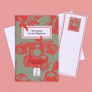 View ‘Ten Poems on the Telephone’ group shot Group image of the Ten Poems on the Telephone poetry pamphlet on a decorative background