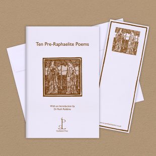 View ‘Ten Pre-Raphaelite Poems’ group shot Group image of the Ten Pre-Raphaelite Poems poetry pamphlet on a decorative background
