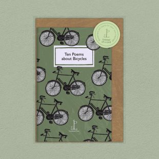 View ‘Ten Poems about Bicycles’ pack shot Pack image of the Ten Poems about Bicycles poetry pamphlet on a decorative background