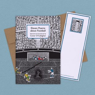 View ‘Eleven Poems about Football’ group shot Group image of the Eleven Poems about Football poetry pamphlet on a decorative background