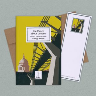 View ‘Ten Poems about London’ group shot Group image of the Ten Poems about London poetry pamphlet on a decorative background