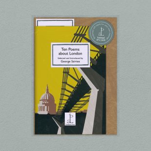 View ‘Ten Poems about London’ pack shot Pack image of the Ten Poems about London poetry pamphlet on a decorative background