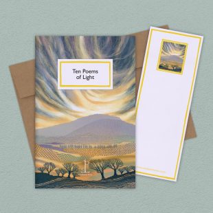 View ‘Ten Poems of Light’ group shot Group image of the Ten Poems of Light poetry pamphlet on a decorative background