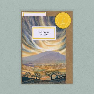 View ‘Ten Poems of Light’ pack shot Pack image of the Ten Poems of Light poetry pamphlet on a decorative background